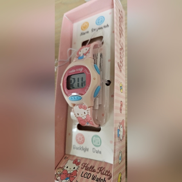 SANRIO HELLO KITTY LCD WATCH ALARM STOPWATCH W/ BACKLIGHT DATE GIRLS - Picture 4 of 5